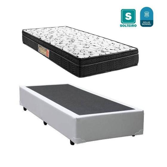 Imagem de Cama box solteiro branca + colchão mola bonnel inmetro