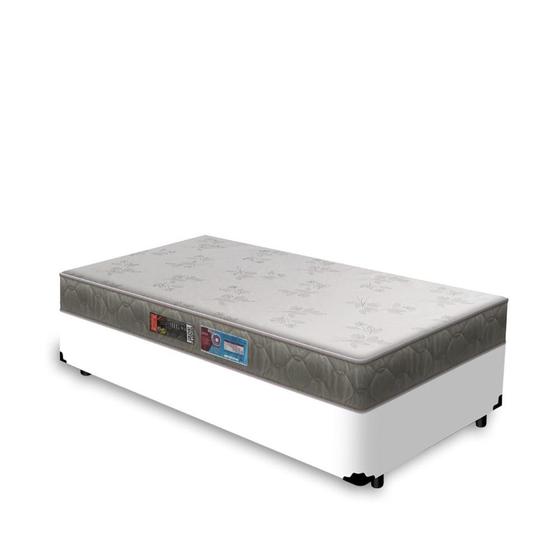 Imagem de Cama Box Solteiro Branco + Colchão de Espuma D33 - Castor - Sleep Max 78x188x43cm