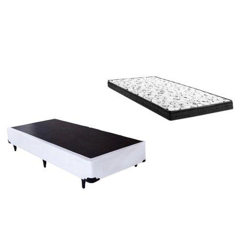 Imagem de Cama Box Solteiro Branco + Colchão Espuma D20 88x188x10