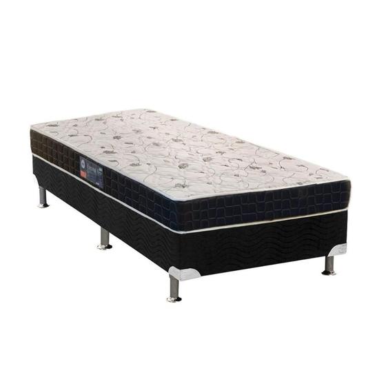 Imagem de Cama Box Solteiro: Colchão Anatômico Anjos D28/AG65 Pantanal Thierry + Base CRC Suede Black(88x188)
