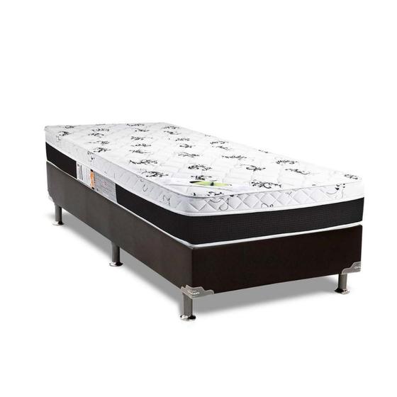 Imagem de Cama Box Solteiro: Colchão Anatômico Luckspuma D33/AG65 Aspen Super Firme + Base CRC Suede Black(88x188)
