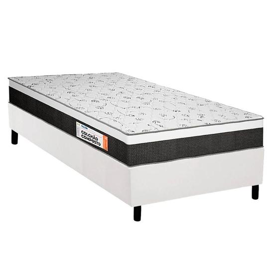 Imagem de Cama Box Solteiro: Colchão Anatômico Plumatex D28/EP  Falcon Ultra Firme + Base CRC Courano White(88x188)