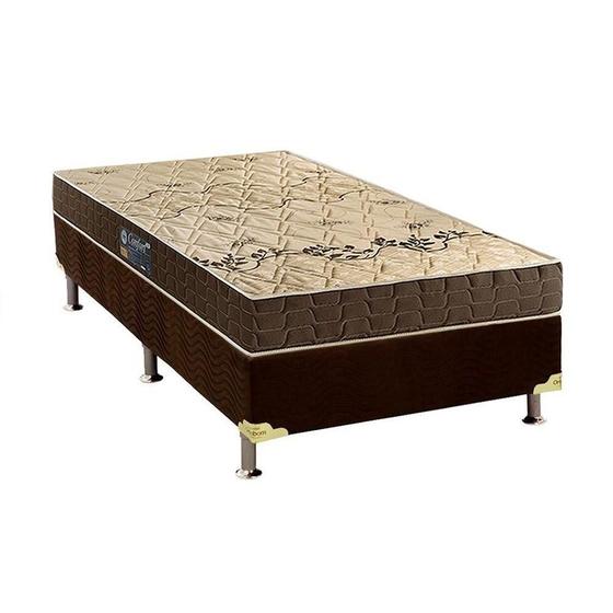 Imagem de Cama Box Solteiro: Colchão Espuma Anjos D28 Confort + Base CRC Suede Brown(88x188)