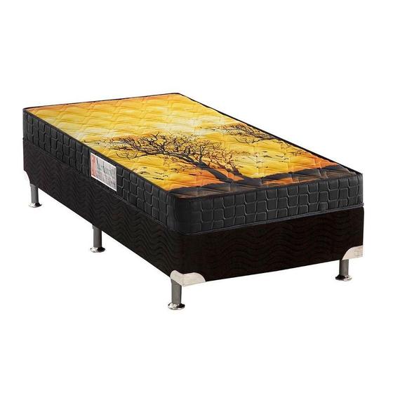 Imagem de Cama Box Solteiro: Colchão Espuma Anjos D28/EP Anatômico Pantanal + Base CRC Suede Black(88x188)