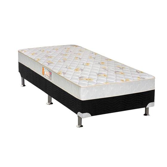 Imagem de Cama Box Solteiro: Colchão Espuma Castor D28 Sleep Max + Base CRC Suede Black(88x188)