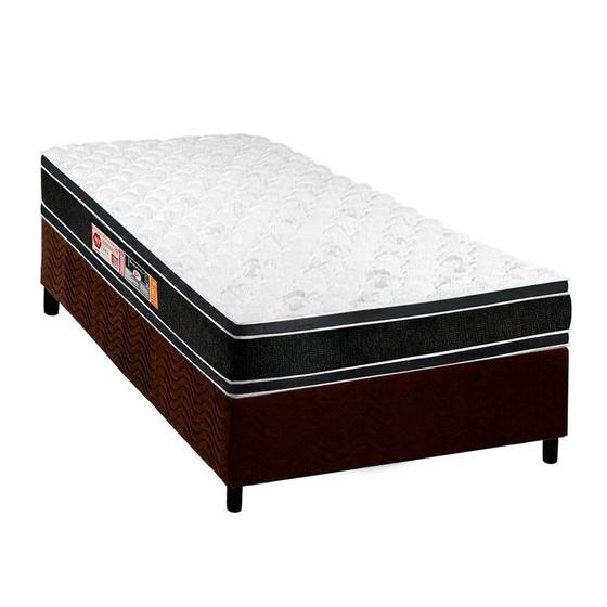 Imagem de Cama Box Solteiro: Colchão Espuma Castor D33 Black e White + Base CRC Suede Brown(88x188)