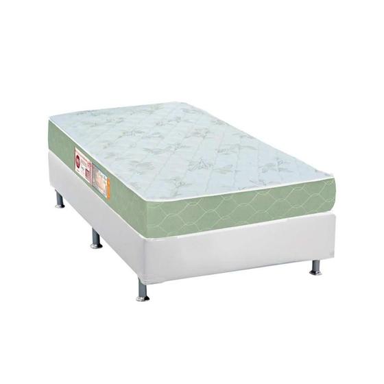 Imagem de Cama Box Solteiro: Colchão Espuma Castor D33 Sleep Max + Base CRC Courano White(88x188)