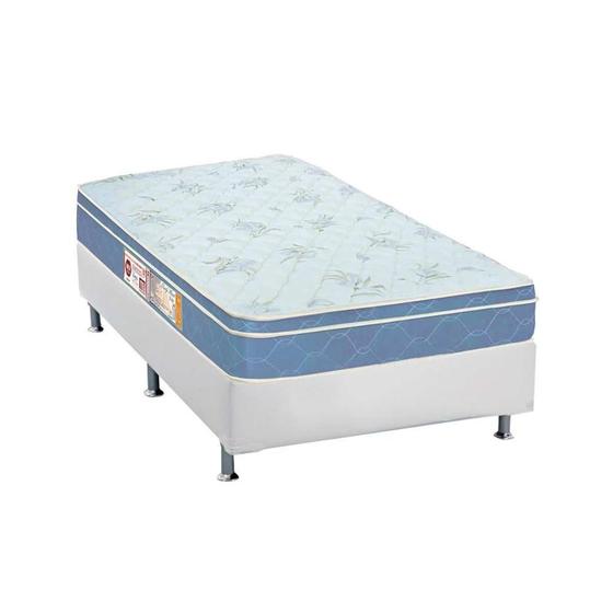 Imagem de Cama Box Solteiro: Colchão Espuma Castor D45 Sleep Max + Base CRC Courano White(88x188)