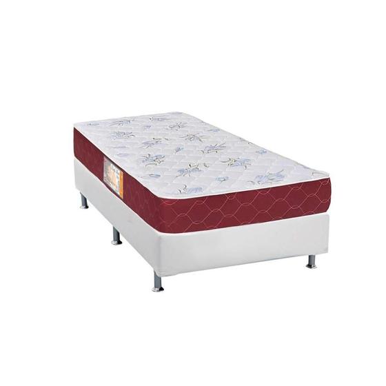 Imagem de Cama Box Solteiro: Colchão Espuma Castor Sleep Max + Base CRC Courano White(88x188)