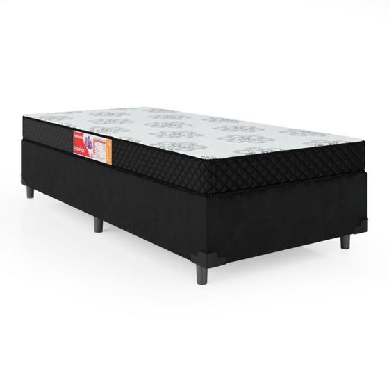 Cama Box Solteiro Colchão Espuma D20 Esplanada 88x188x53cm Preto/Cinza ...