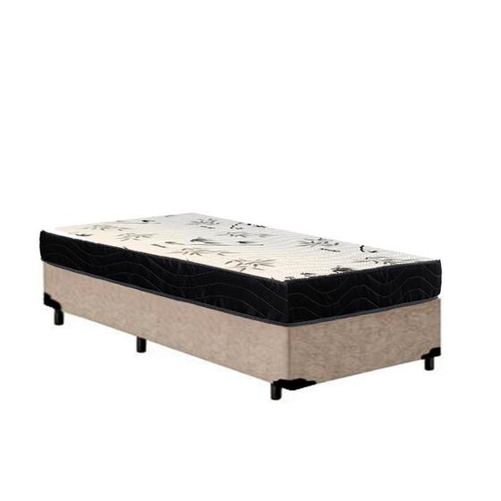Imagem de Cama Box Solteiro Colchão Espuma D23 Bambo Branco Ducci + Box Suede Bege (54x78x188)