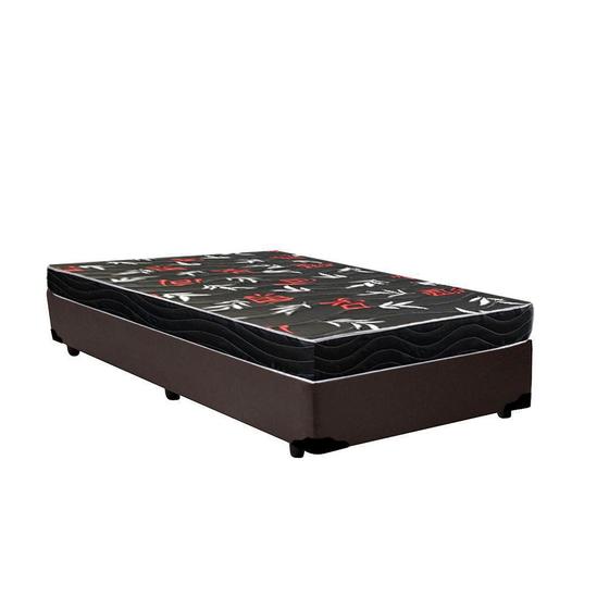 Imagem de Cama Box Solteiro Colchão Espuma D23 Oriental Preto Ducci + Box Sintético Marrom (54x78x188)