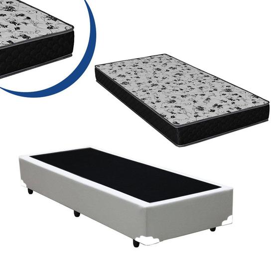 Imagem de Cama Box Solteiro Colchão Espuma D33 Bordado + Box Branca