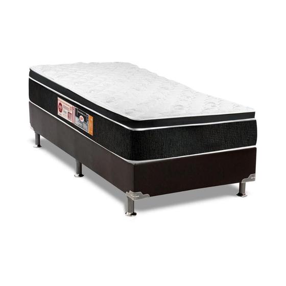 Imagem de Cama Box Solteiro: Colchão Espuma D33 Castor  Black e White + Base CRC Suede Black(88x188)