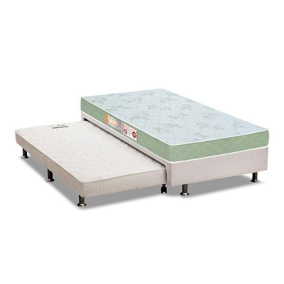 Imagem de Cama Box Solteiro: Colchão Espuma D33 Castor Sleep Max + Base CRC Courano White(88x188)
