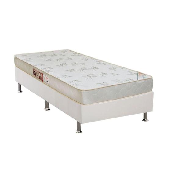 Imagem de Cama Box Solteiro: Colchão Espuma D33 Castor  Sleep Max Relax + Base CRC Courano White(88x188)