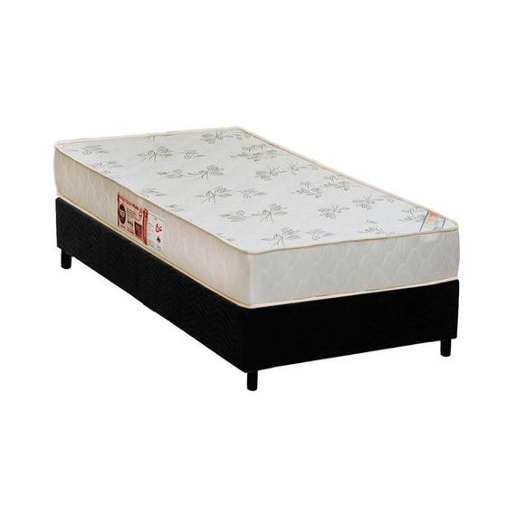 Imagem de Cama Box Solteiro: Colchão Espuma D33 Castor  Sleep Max Relax + Base CRC Suede Black(88x188)