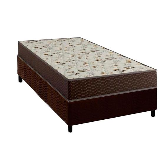 Imagem de Cama Box Solteiro: Colchão Espuma D33 Ortobom Physical Hiper Resistente 20 + Base CRC Suede Brown (78x188)
