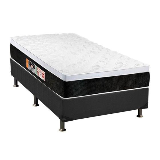 Imagem de Cama Box Solteiro: Colchão Espuma D45 Castor  Black e White AIR + Base CRC Suede Gray(88x188)