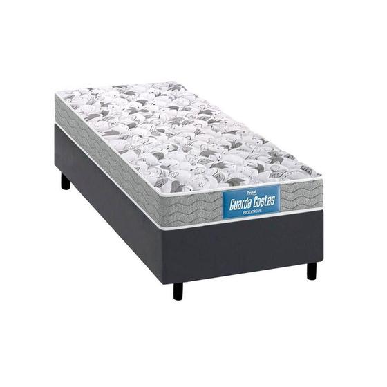 Imagem de Cama Box Solteiro: Colchão Espuma D45 Probel /EP Anatômico Guarda Costas Próextreme Double Face + Base CRC Suede Gray(88x188)
