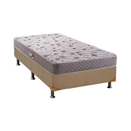 Imagem de Cama Box Solteiro: Colchão Espuma Herval D28/AG65 Black + Base CRC Suede Clean(88x188)