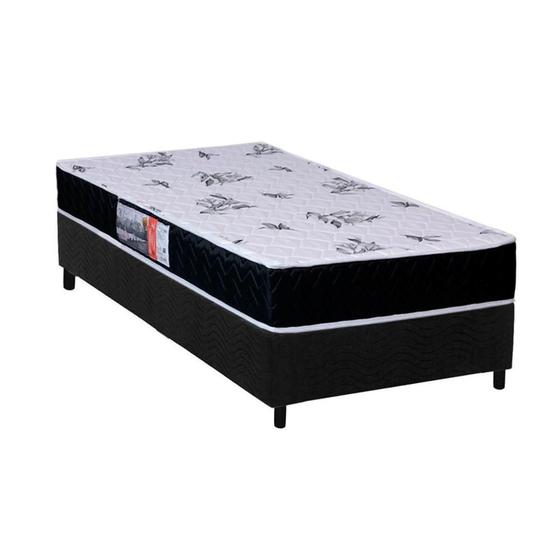 Imagem de Cama Box Solteiro: Colchão Espuma Orthoflex D28 Nápoles + Base CRC Suede Black(88x188)