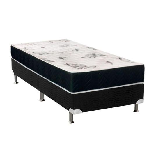 Imagem de Cama Box Solteiro: Colchão Espuma Orthoflex D28 Nápoles + Base CRC Suede Black(88x188)