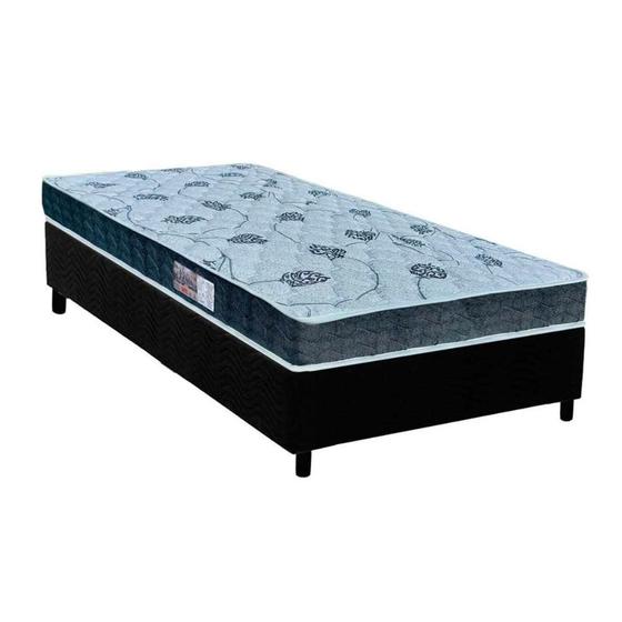 Imagem de Cama Box Solteiro: Colchão Espuma Orthoflex D45/EP Anatômico Cecina + Base CRC Suede Black(88x188)