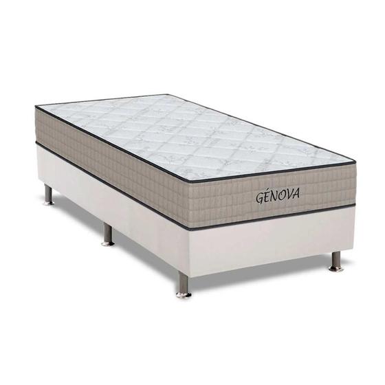 Imagem de Cama Box Solteiro: Colchão Espuma Orthoflex D45 Genova + Base CRC Courano White(88x188)