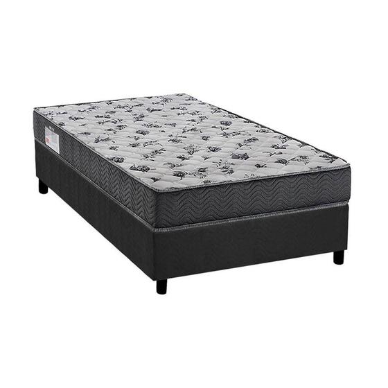 Imagem de Cama Box Solteiro: Colchão Espuma Ortobom D33/EP ISO 100 Ultra Firme + Base CRC Suede Gray(78x188)