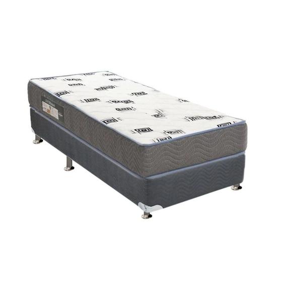 Imagem de Cama Box Solteiro: Colchão Espuma Ortobom D33 Light + Base CRC Suede Gray(88x188)