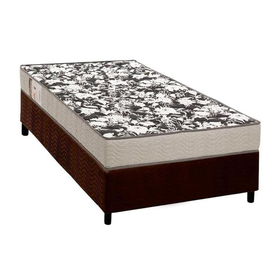 Imagem de Cama Box Solteiro: Colchão Espuma Ortobom Physical Ultra Resistente + Base CRC Suede Brown(88x188)