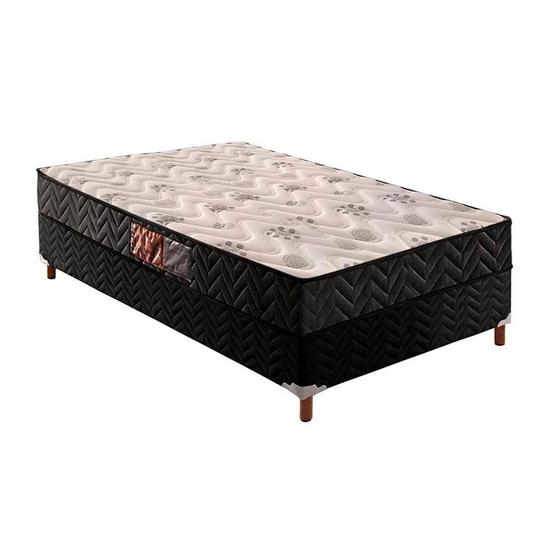 Imagem de Cama Box Solteiro: Colchão Espuma Paropas D28 Pasquale + Base CRC Suede Black(88x188)