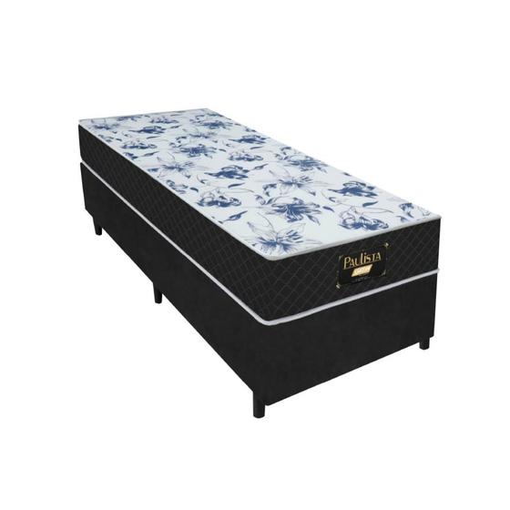 Imagem de Cama Box Solteiro Colchão Espuma Paulista 88x188x58cm Preto/Branco - Suporta até 80kg por Pessoa