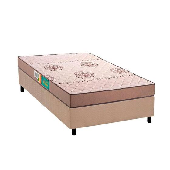 Imagem de Cama Box Solteiro: Colchão Espuma Polar D33 Pérola + Base CRC Rústico Clean(88x188)