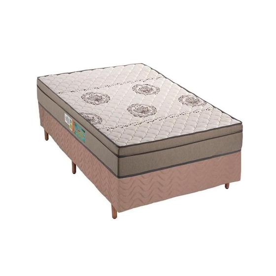 Imagem de Cama Box Solteiro: Colchão Espuma Polar D33 Pérola + Base CRC Rústico Clean(88x188)