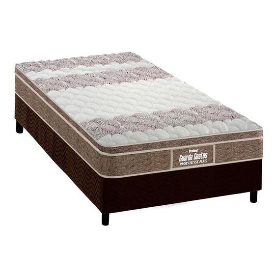 Imagem de Cama Box Solteiro: Colchão Espuma Probel D33/EP Anatômico Guarda Costas Próintense Plus + Base CRC Suede Brown(88x188)