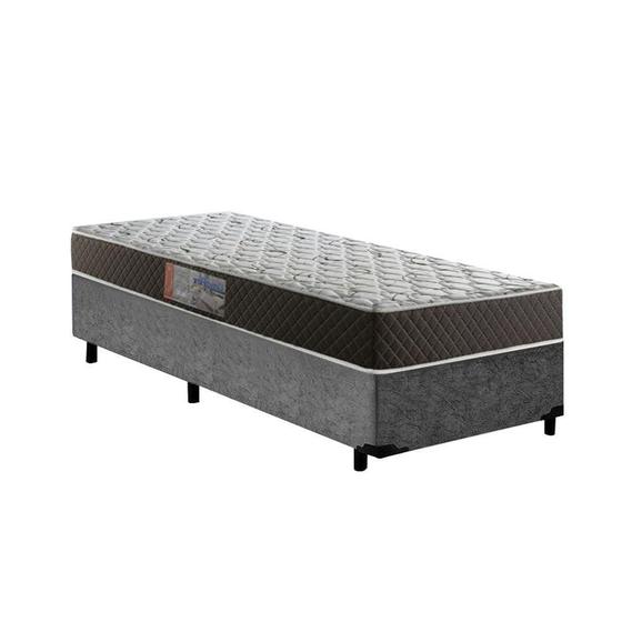 Imagem de Cama Box Solteiro Colchão Mola Bonnel Belos Sonhos + Box Suede 60x88x188