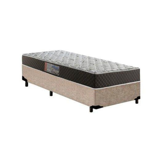 Imagem de Cama Box Solteiro Colchão Mola Bonnel Premium + Box Sintético 60x88x188 Cor:Bege