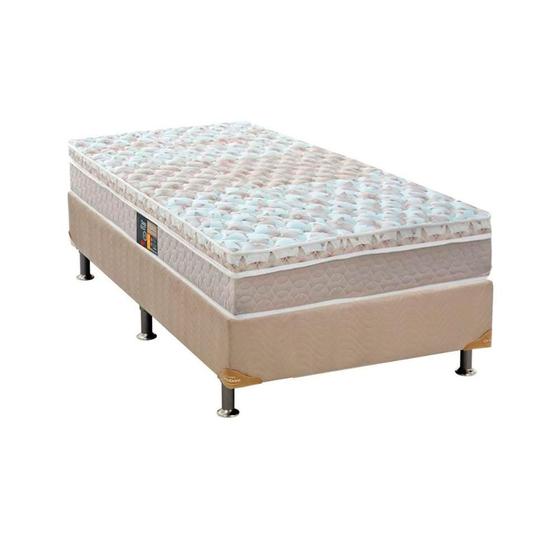 Imagem de Cama Box Solteiro: Colchão Molas Castor Pocket Class + Base CRC Suede Clean(88x188)
