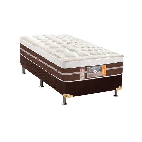 Imagem de Cama Box Solteiro: Colchão Molas Castor Pocket Silver Star Air Híbrido + Base CRC Suede Brown(88x188)