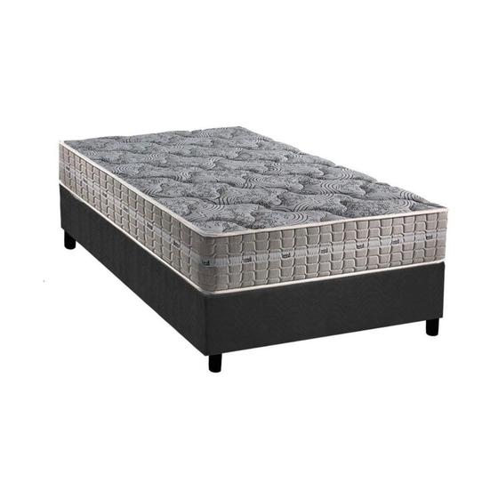 Imagem de Cama Box Solteiro: Colchão Molas Ensacadas Anjos Royal + Base CRC Suede Gray(88x188)