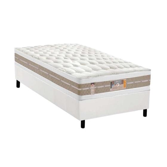 Imagem de Cama Box Solteiro: Colchão Molas Ensacadas Castor Pocket Silver Star Air Double Face + Base CRC Courano White(88x188)