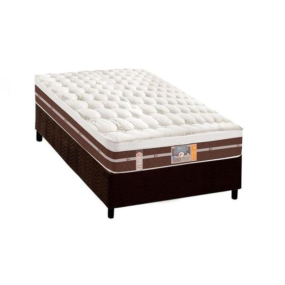 Imagem de Cama Box Solteiro: Colchão Molas Ensacadas Castor Pocket Silver Star Air Híbrido + Base CRC Suede Brown(88x188)