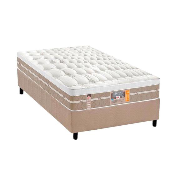 Imagem de Cama Box Solteiro: Colchão Molas Ensacadas Castor Silver Star Air + Base CRC Suede Clean (88x188)