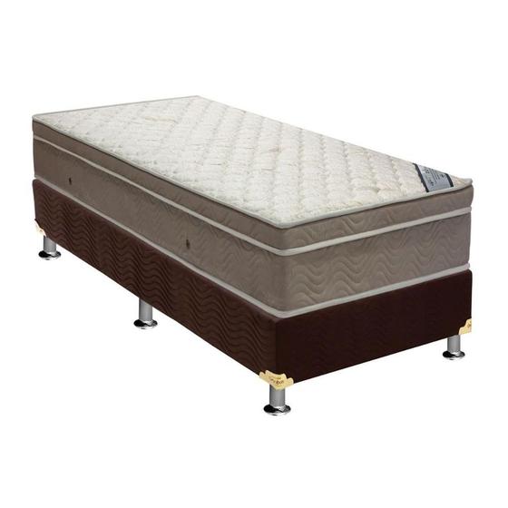 Imagem de Cama Box Solteiro: Colchão Molas Ensacadas Ortobom SuperPocket Light + Base CRC Suede Brown(88x188)