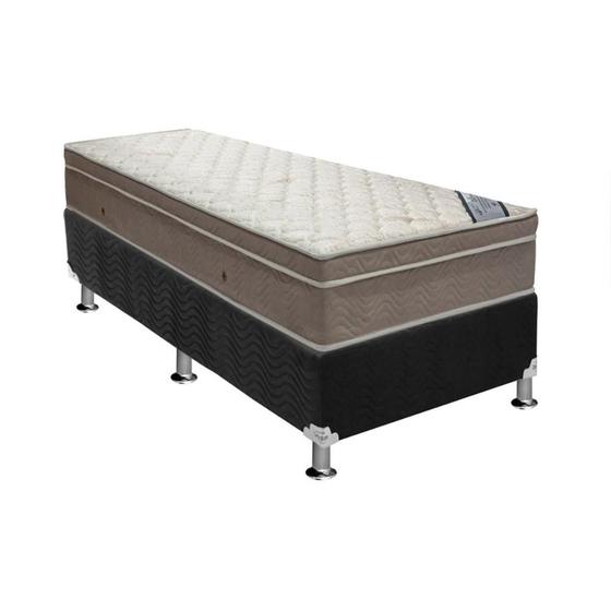 Imagem de Cama Box Solteiro: Colchão Molas Ensacadas Ortobom SuperPocket Light Saúde + Base CRC Suede Black(88x188)