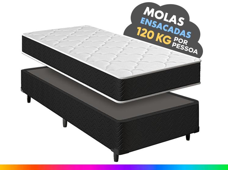 Imagem de Cama Box Solteiro + Colchão Molas Ensacadas Pergola Europillow 88x188x63cm