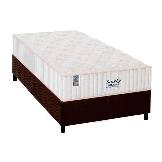 Imagem de Cama Box Solteiro: Colchão Molas Ensacadas Plumatex MasterPocket  Miami + Base CRC Suede Brown(88x188)