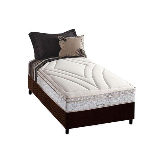 Imagem de Cama Box Solteiro: Colchão Molas Herval Maxspring American + Base CRC Suede Marrom(88x188)